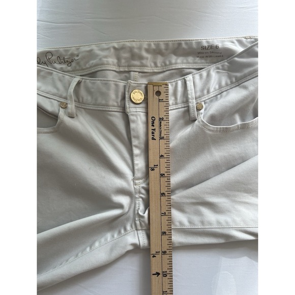 LILLY PULITZER Worth Skinny Jeans Womens Mid Rise‎ White Stretch Fit Cotton Sz 6 - Picture 9 of 12